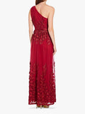 Shirred Petal Detail One Shoulder Gown